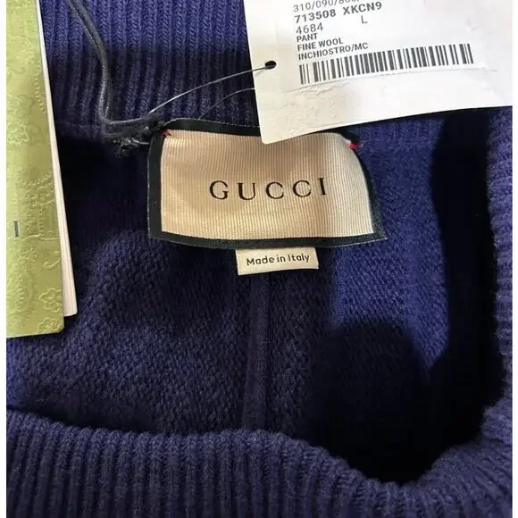 Men's Gucci web stripe 100% wool track pants size large made in Italy - Picture 9 of 10